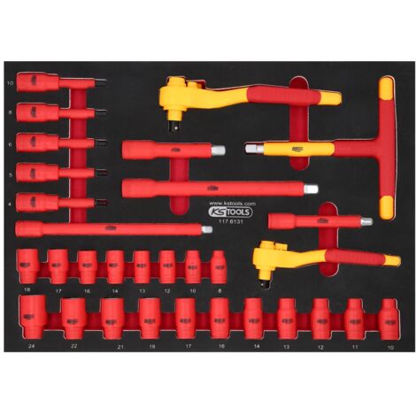 3/8"+1/2" Isolierter Steckschlüssel-Satz in Schaumstoffeinlage, 31-tlg
