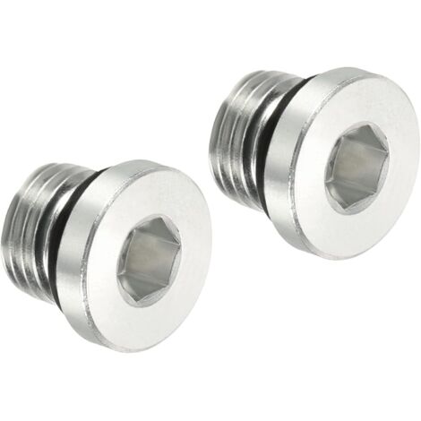 3/8-24UNF Interne Hex Tête Tuyau Raccord Bouchon, 2 Paquet Mâle Fil 45 Acier Prise Bouchon avec Bague étanchéité pour Terminer Terminaux -