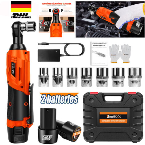 3/8" Akku-Ratsche Ratschenschlüssel Elektrische Knarrenschlüssel Set 2x Akku 12V