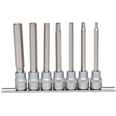 3/8" Bit-Stecknuss-Satz Innensechskant, lang, 7-tlg