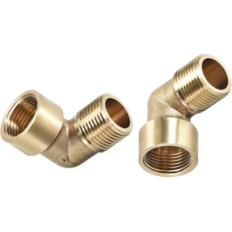 3/8 BSP x BSP(Homme Femelle) 90 Degré Coude Tuyau Raccord - 2Paquet Bien pour Eau Système Laiton Tube Raccords Ton Or