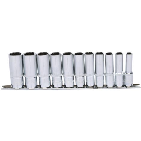 3/8" CHROMEplus 12-kant-Stecknuss-Satz, lang, 11-tlg 8-19mm