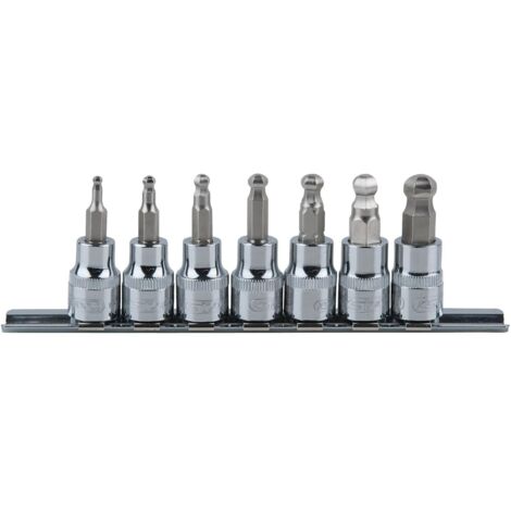 3/8" CHROMEplus Jeu de douilles à embouts pour vis 6 pans intérieur à tête sphérique, 7 pcs 3-10 mm