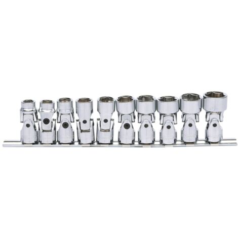 3/8" CHROMEplus Sechskant-Stecknuss-Satz mit Gelenk, 10-tlg10-19mm