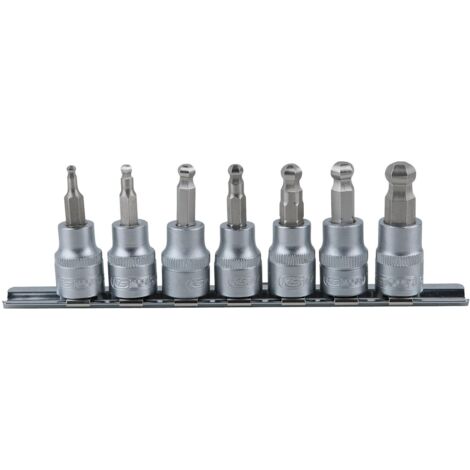 3/8" Jeu de douilles à embouts pour vis 6 pans intérieur à tête sphérique, 7 pcs