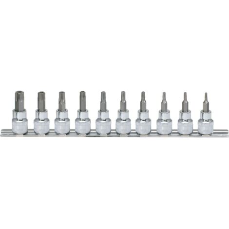 3/8" Jeu de douilles tournevis Torx percé CHROMEplus, 10 pcs TB10-TB55