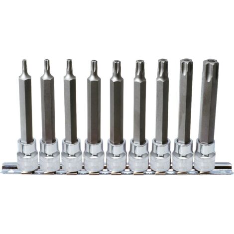 3/8" Jeu de douilles tournevis Torx percé CHROMEplus, longues, 9 pcs TB20-TB60
