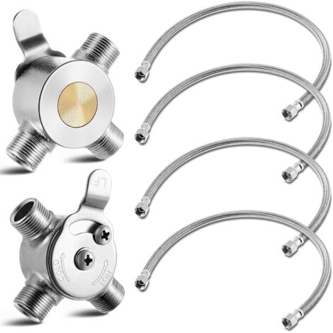 3/8" manuelles Mischventil, thermostatischer Warm-/Kaltwasser-Temperaturmischer für Haus und Bad unter der Arbeitsplatte zur Einstellung der Wassertemperatur, 2 Stück