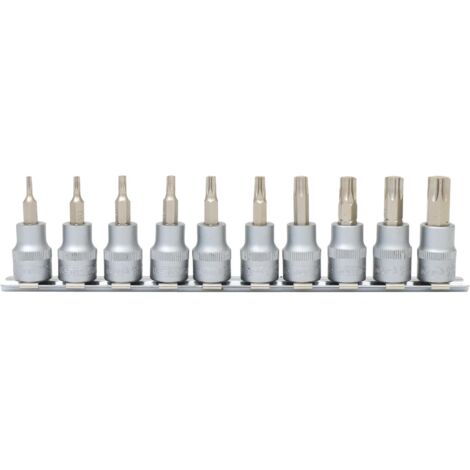 3/8" Serie di bussole p.viti Torx,10 pzT10-T55