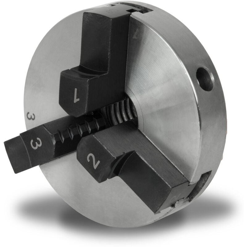 Eberth - Mandrin à trois mâchoires de 80 mm, mandrin à 3 mors à centrage automatique, filetage de raccordement 1' -8 tpi, accessoires pour tours,