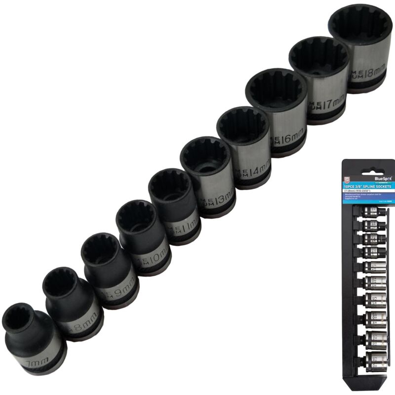 Blue Spot Tools - 3/8in Drive Spline Socket Set Metric, 10 Piece B/S1543