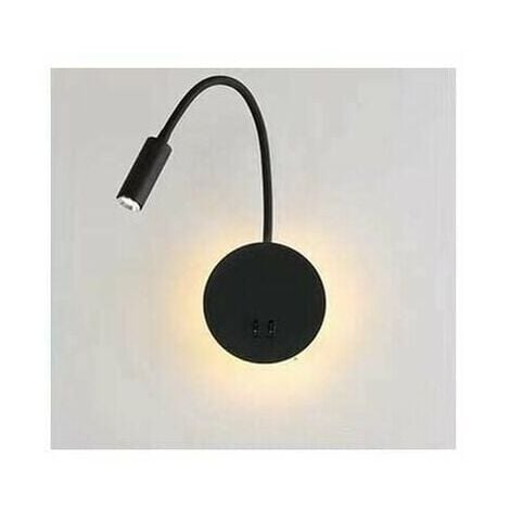 AUNRTB 3+8W LED Lampe de chevet pour lire LED Lampe de lecure de Cygne Flexible (noir) Applique murale Liseuse LED avec interrupteur Blanc chaud 3000K Moderne