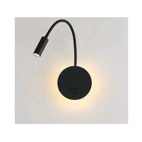 3 + 8W LED Nachttischlampe zum Lesen LED Flexible Schwan Leselampe (schwarz) Wandleuchte LED Leselampe mit Schalter Warmweiß 3000K Modern