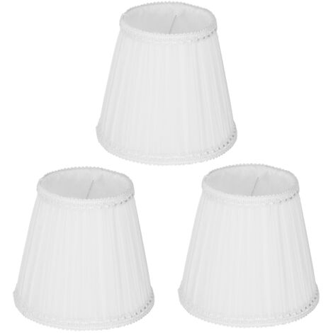 3 abat-jours ClipOn en tissu E14 Abat-jour moderne en tissu pour lampe de table pour lustre à bougies (blanc)