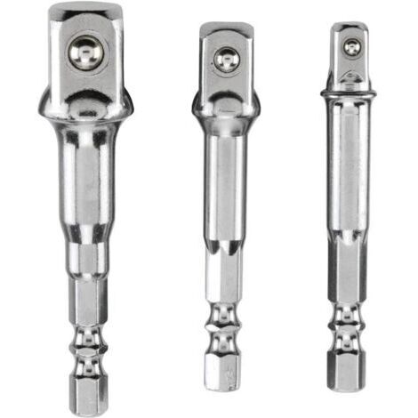 3 adaptateurs porte douille - tournevis porte-embout ou une perceuse visseuse - douille 1/4, 1/2 ou 3/8