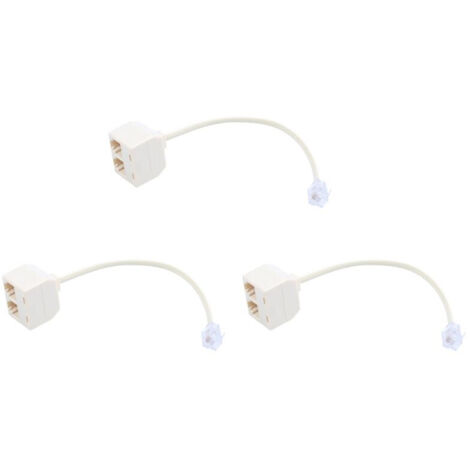 3 adaptateurs séparateur téléphone RJ11 6P4C 2 mâle/femelle Beige