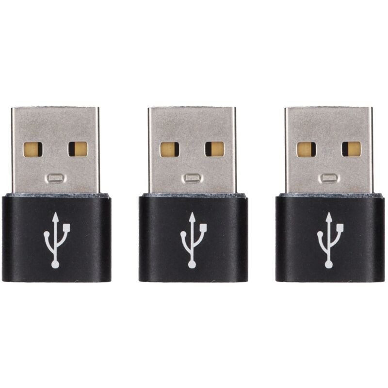 3 Adaptateurs USB Mâle vers USB-C Femelle en Métal - Compatible PC Portable et Téléphone (Blanc)