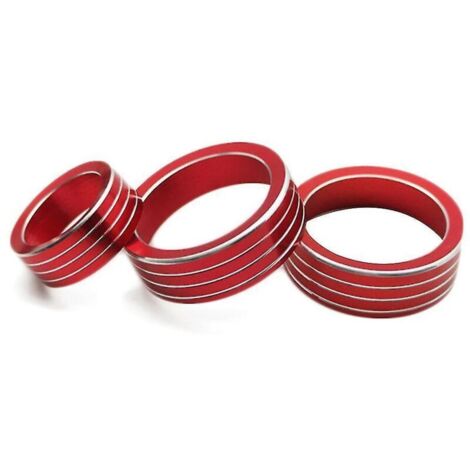 3 anneaux de protection rouges pour bouton de commande de volume de climatisation pour Ford Forester XV 2018-2023, bouton de console centrale R--