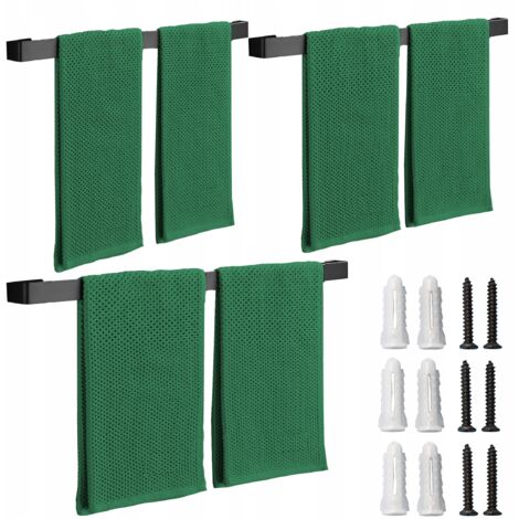 3 APPENDINI DA BAGNO a parete per asciugamani LOFT, nero, 50 cm