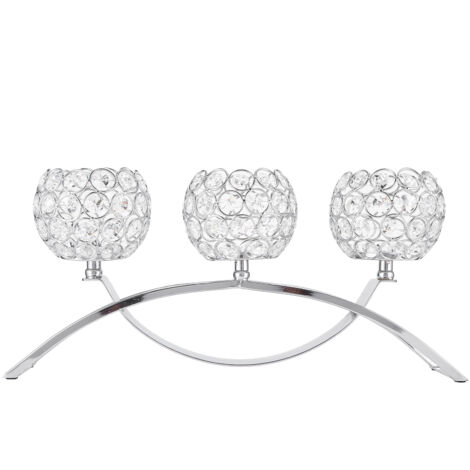3 Arms European Classic Arch Iron Crystal Ball Romantic Candlelight Dinner Candlestick(Sliver)