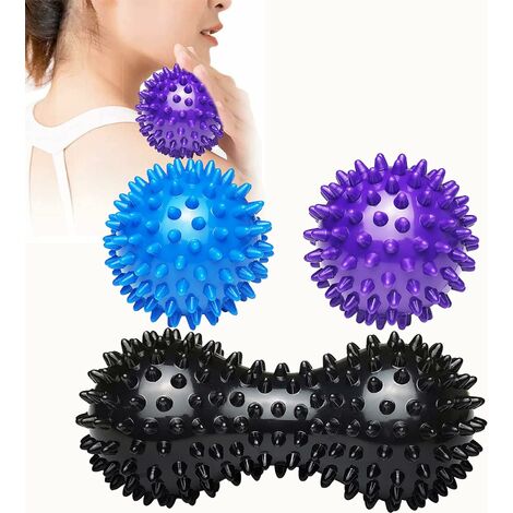 3 balles de massage, balle hérisson avec picots parfaites pour la réflexologie du stress et les massages des points de déclenchement, pour le massage musculaire du dos, des jambes, des pieds et des ma