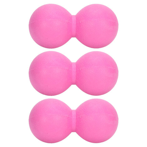 3 Balles de Massage en Silicone Forme Cacahuète pour Détente Musculaire et Fitness - Rouge Rose