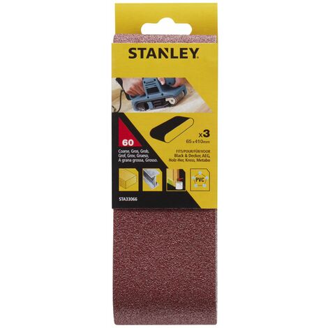 3 Bandas de lija. 65 x 410 mm.Grano 60.  STY-STA33066-XJ