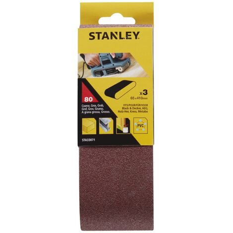 3 bandes abrasives. 65 x 410 mm. Grain 80.  STY-STA33071-XJ