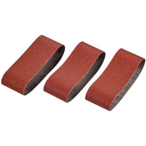 3 bandes de papier de verre. 75 x 457 mm. Grano 60.