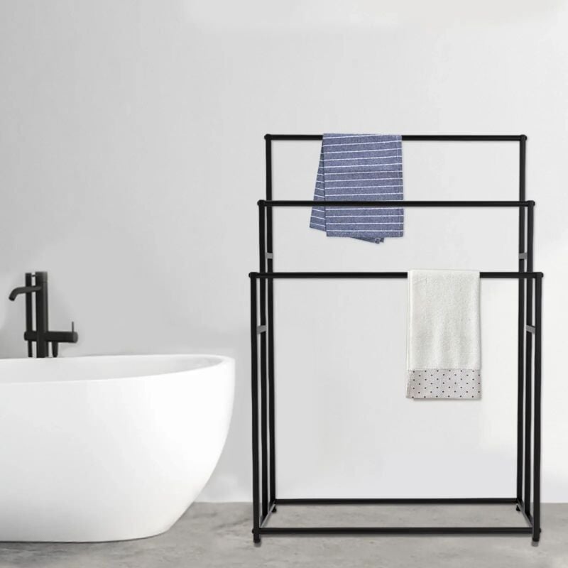 Gojoy - 3 Barres Porte-Serviettes Au Sol Rectangulaire Salle De Bain Porte-Serviette De Bain