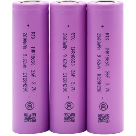 DPZO 3 batterie 18650, batteria agli ioni di litio 3,7 V 2600 mAh 3C (totale 7800 mAh)