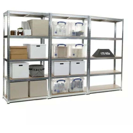 3 Bay MEGA DEAL Galvanised Steel Shelving Unit 1800mm H x 900mm W x 400mm D 175KG's UDL Per Shelf