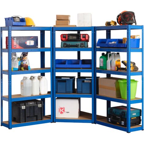 3 Bay MEGA DEAL Heavy Duty Garage Corner Kit 1500mm H x 750mm W x 300mm D - 175KG's UDL Per Shelf