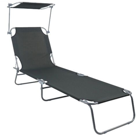 3-Bein Gartenliege Grau 186x55x24cm mit Dach-MGM4000DG