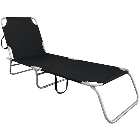3-Bein Gartenliege schwarz 186x55x24cm-MGM4001S