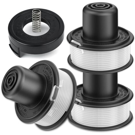 3 bobines de fil pour coupe-bordures avec 1 capot de bobine – Compatible avec les modèles Black + Decker GL250/GL310/GL360/GL360SB – A6226-XJ