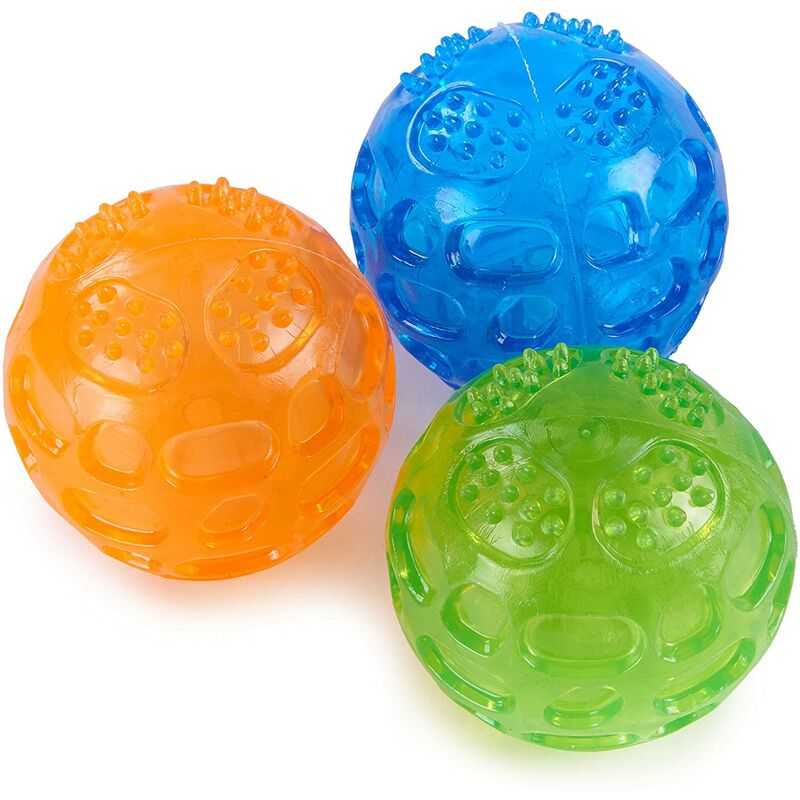 

3 bolas de juguete con sonido para perros, indestructible, rebotando, goma sólida y resistente para entrenamiento
