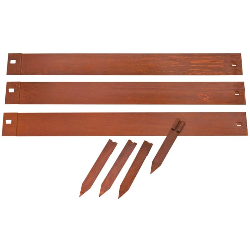 Bordures de jardin 3 pcs 91,4x10,2 cm acier corten Nature