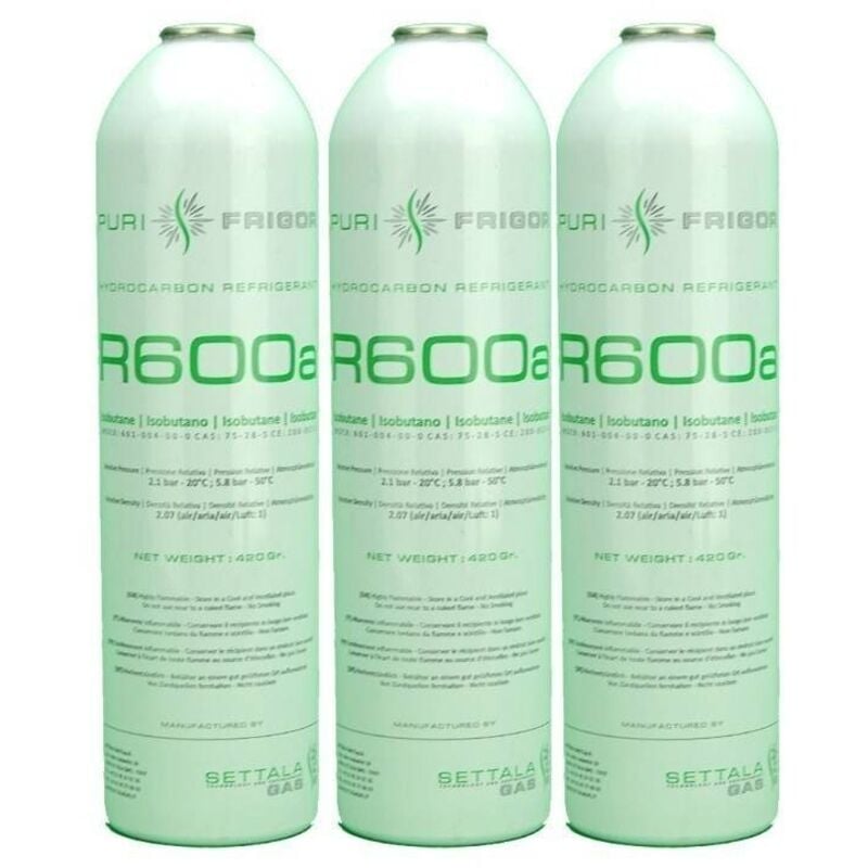 

Reporshop - 3 Botellas Gas Refrigerante R600 420Gr Isobutano