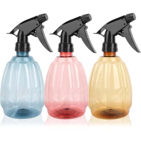 3 botellas pulverizadoras de plástico de 500 ml, reutilizables, con bomba vacía para limpieza, plantas, jardinería y peluquería.