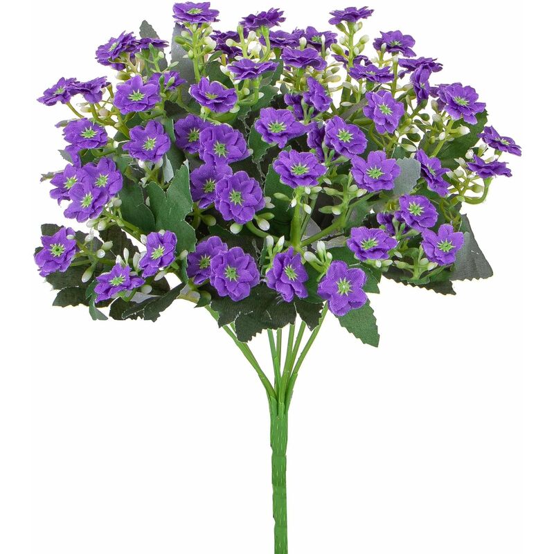 Set 6 Bouquet Artificiale di Mini Calanchoe Altezza 30 cm Viola