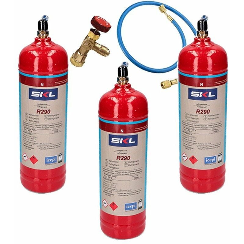 3 bouteilles de gaz réfrigérant R290 + tuyau + vanne 370gr Propane