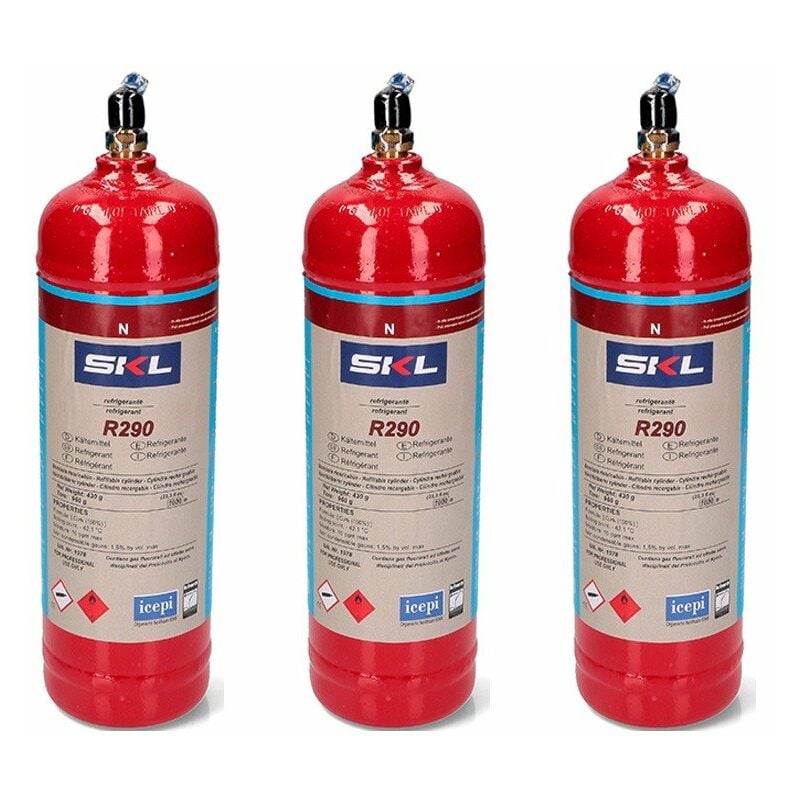 3 bouteilles de gaz réfrigérant R290 370gr Propane