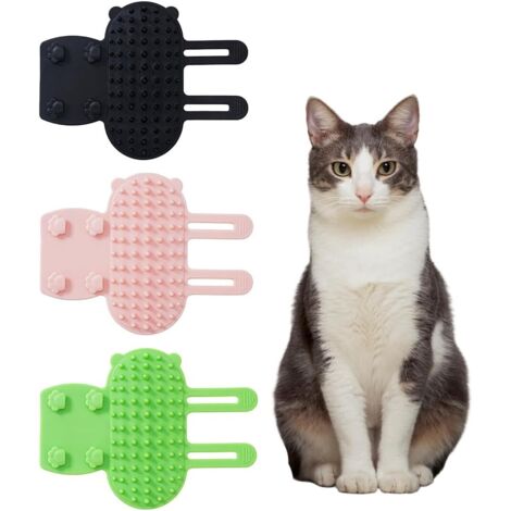 3 Brosse Chat, Silicone Souple, 79 Dents Arrondies, Massage Toilettage, Coin Mur Maison