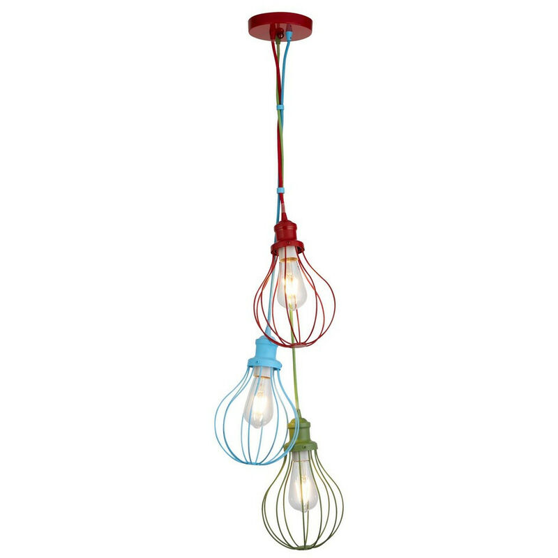 Searchlight - Kids 3 Light Mu Lighti Drop Balloon Cage Pendant Mu Lighti - Colour