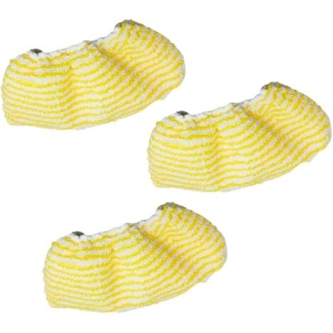 3 cabezales de fregona de microfibra redondos, recargables y lavables de color amarillo para suelos de cocina y baño.