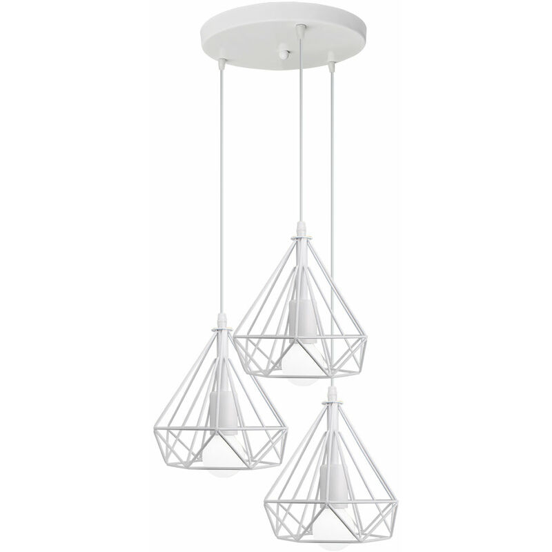 

3 Cabezas Lámpara de Techo Combinación Forma Diamante Cage Disco Lámparas de Colgar Jaula de Hierro Ø20CM Creativo Metal para Cocina Sala Comedor Bar