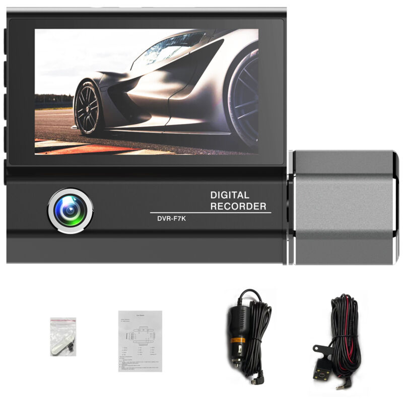 Lifcausal - 3 caméras Dash Cam 4 pouces rétroviseur de voiture transparent enregistrement vidéo de voiture caméscope enregistreur de caméra de