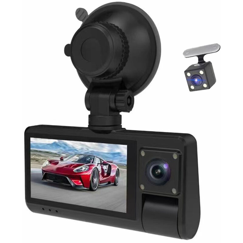 Lifcausal - 3 caméras Dash Cam écran tactile rétroviseur de voiture transparent enregistrement vidéo de voiture caméscope grand angle enregistreur de