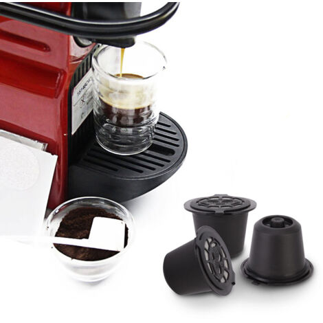 3 Capsules Réutilisables pour Machine à Café Nespresso, Filtres à Café Rechargeables Écologiques (Noir)
